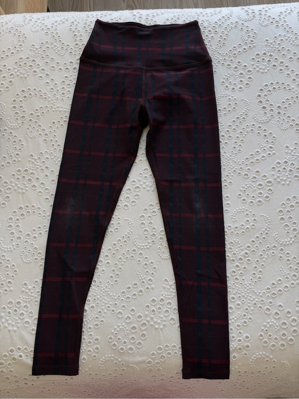 Beyond Yoga Burgundy Plaid High-Rise Leggings